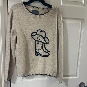 Western Charm Beige Sweater